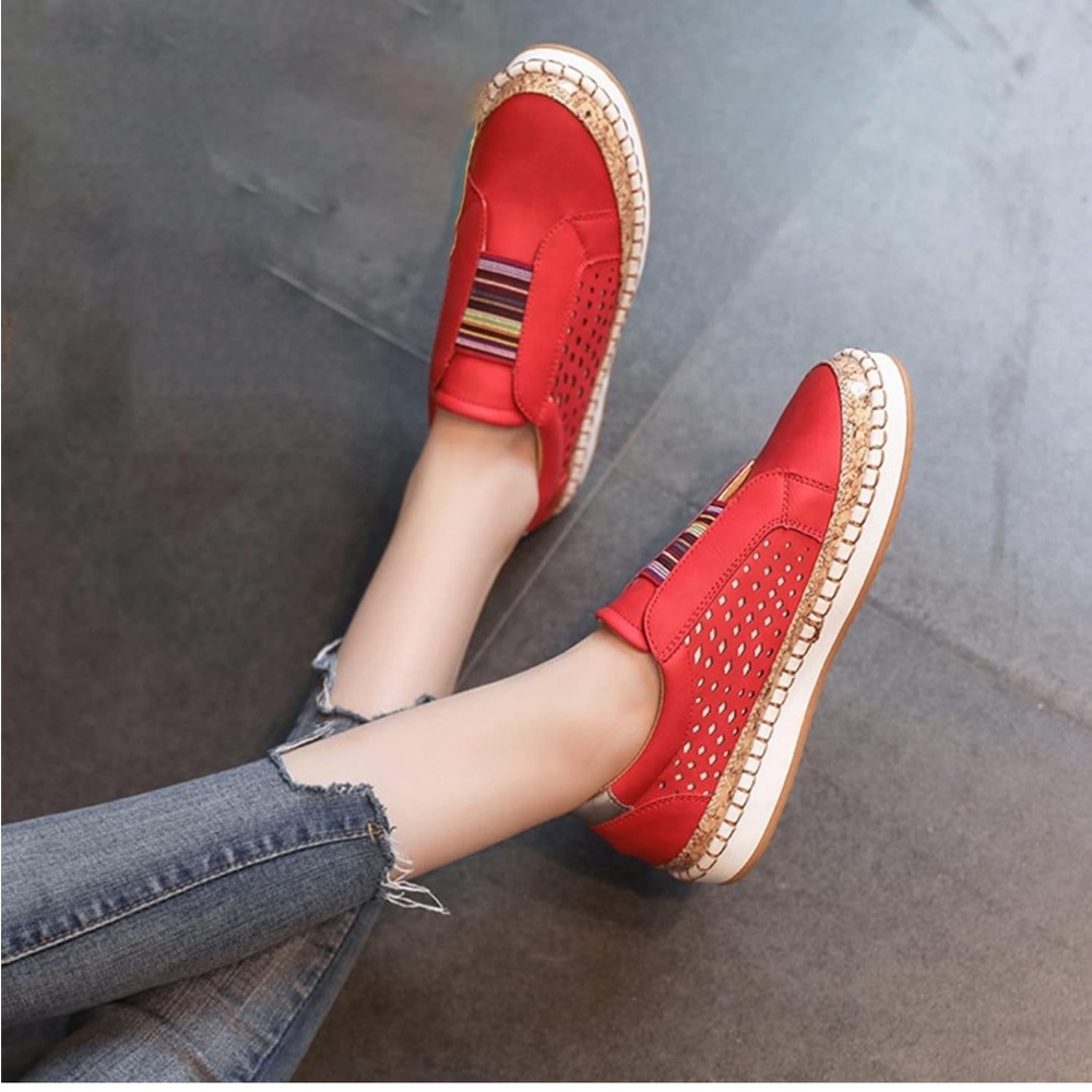 Womens Slide Orthapedic Shoes Round Toe Breathable Casual Sneaker Red US 6.5-7